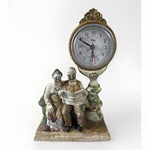 VTG CROSA QUARTZ CLOCK Elderly Couple On Love Seat Untested